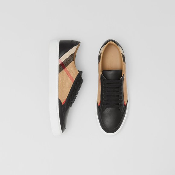 Burberry Shoes - Burberry House Check and Leather Sneakers